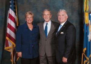 Pam Gentile and John Clark Sr. with President George W. Bush